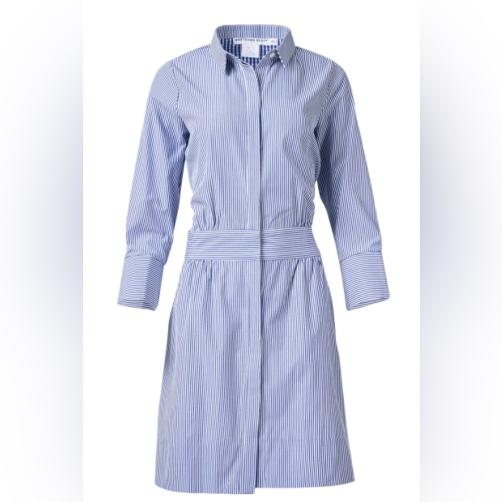 ⭐️REDUCED!⭐️ Gretchen Scott Breezy Blouson Navy & White Striped Shirt Dress (M)